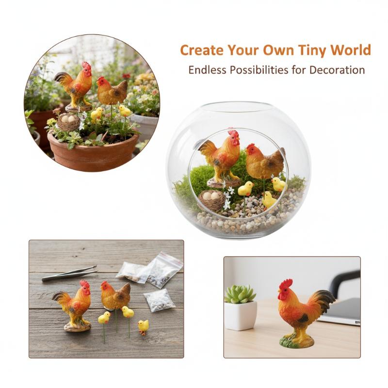 4/5PCS Mini Resin Chicken Fami - Bonsai Garden Desk 评论和价格