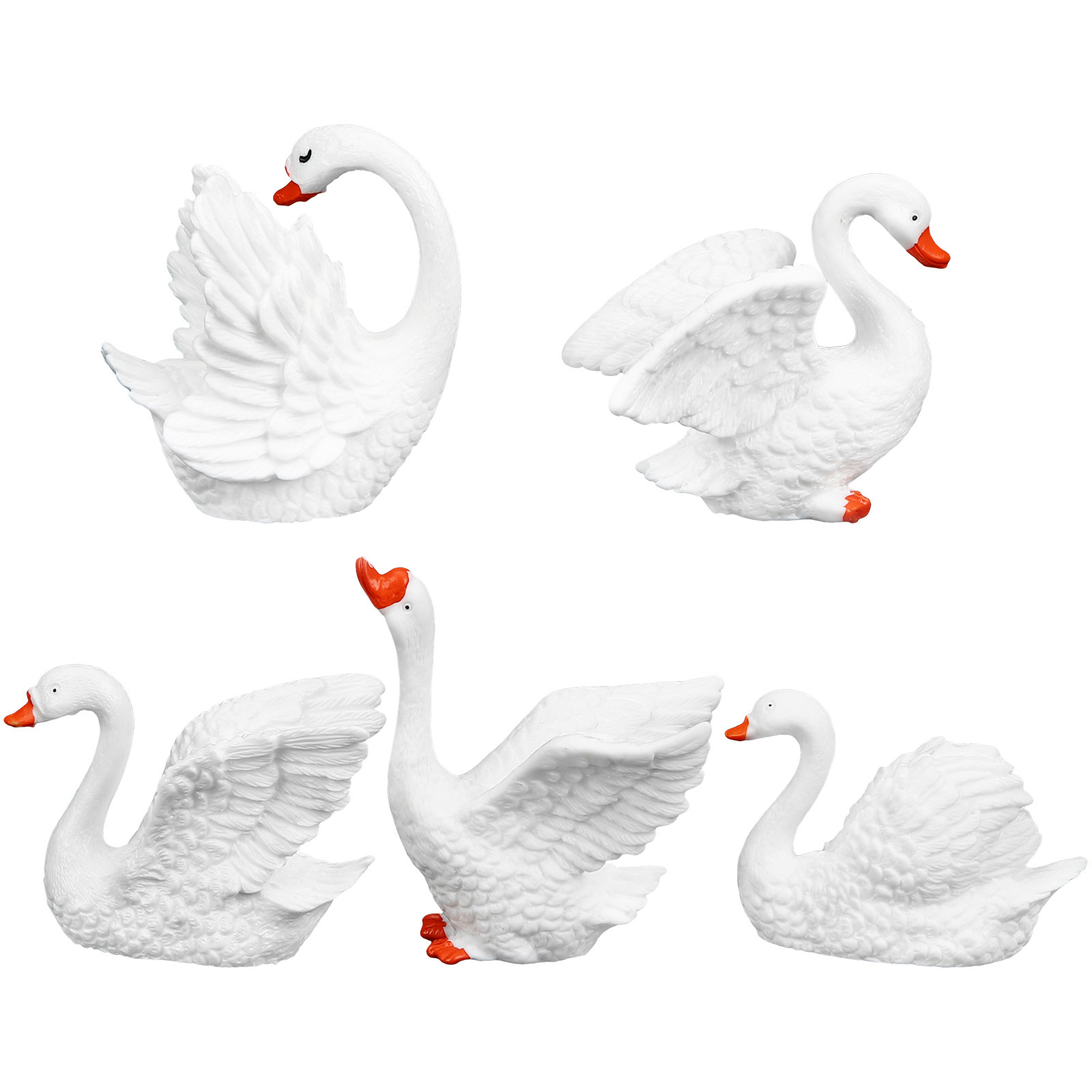5Pcs Tiny Swan Ornaments Premi - Bonsai Garden Desk 评论和价格