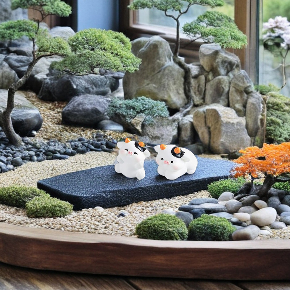 10Pcs Mini Cow Resin Figurines - Bonsai Garden Desk 评论和价格
